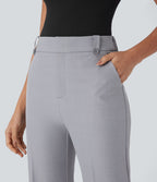 Pantalon de costume taille moyenne longueur cheville jambe droite avec poches latérales