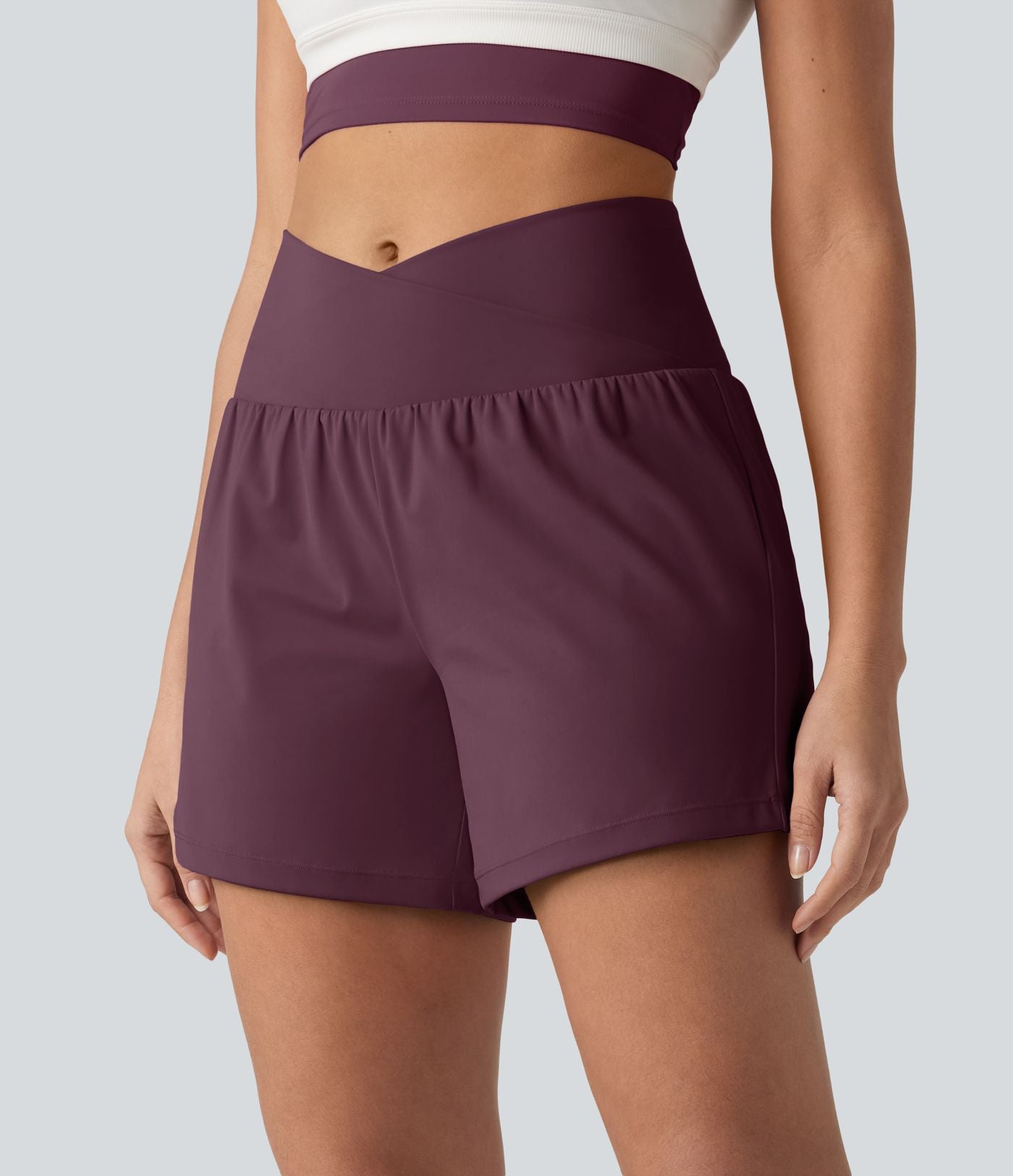 Short de yoga SoftlyZero™ Airy croisé taille haute 2-en-1 effet frais InstantCool 12,5 cm avec poches