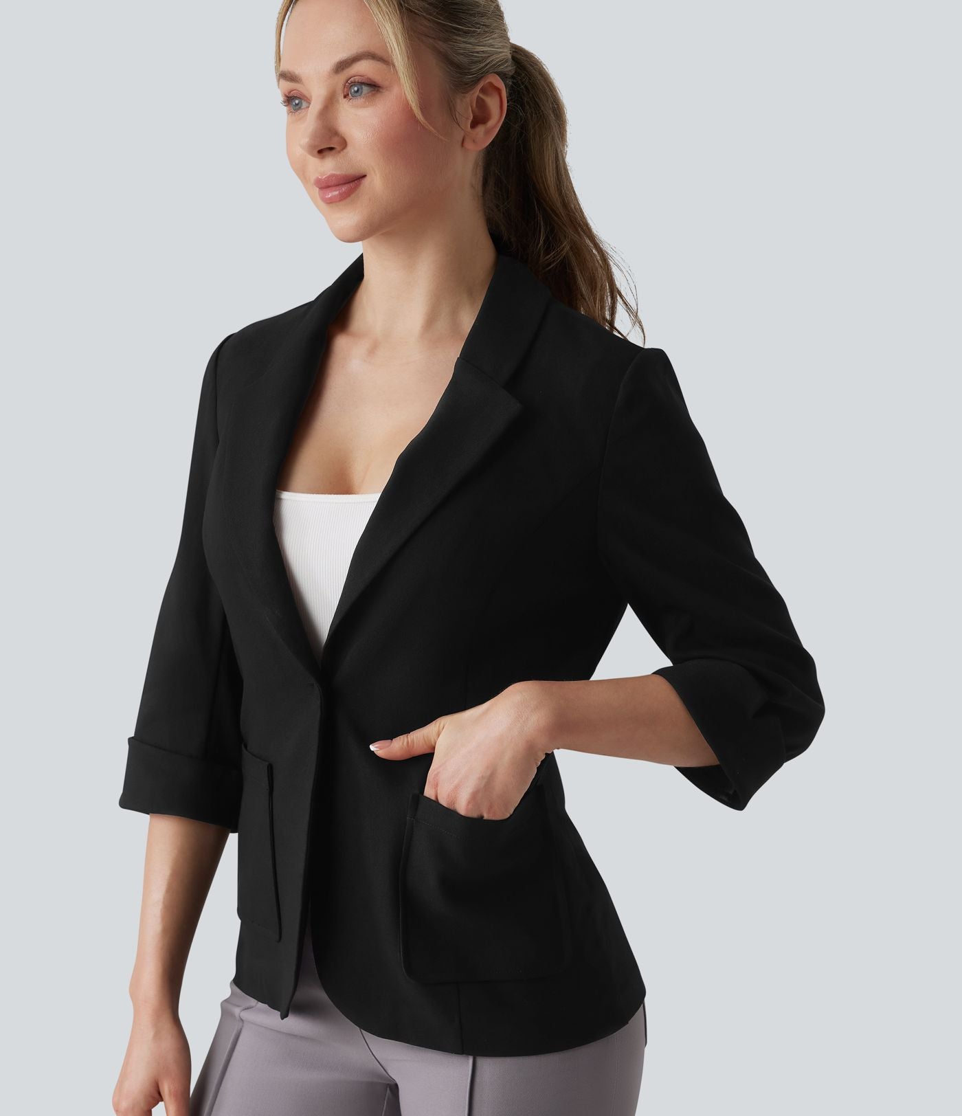 Blazer de travail col châle manches 3/4 avec poches