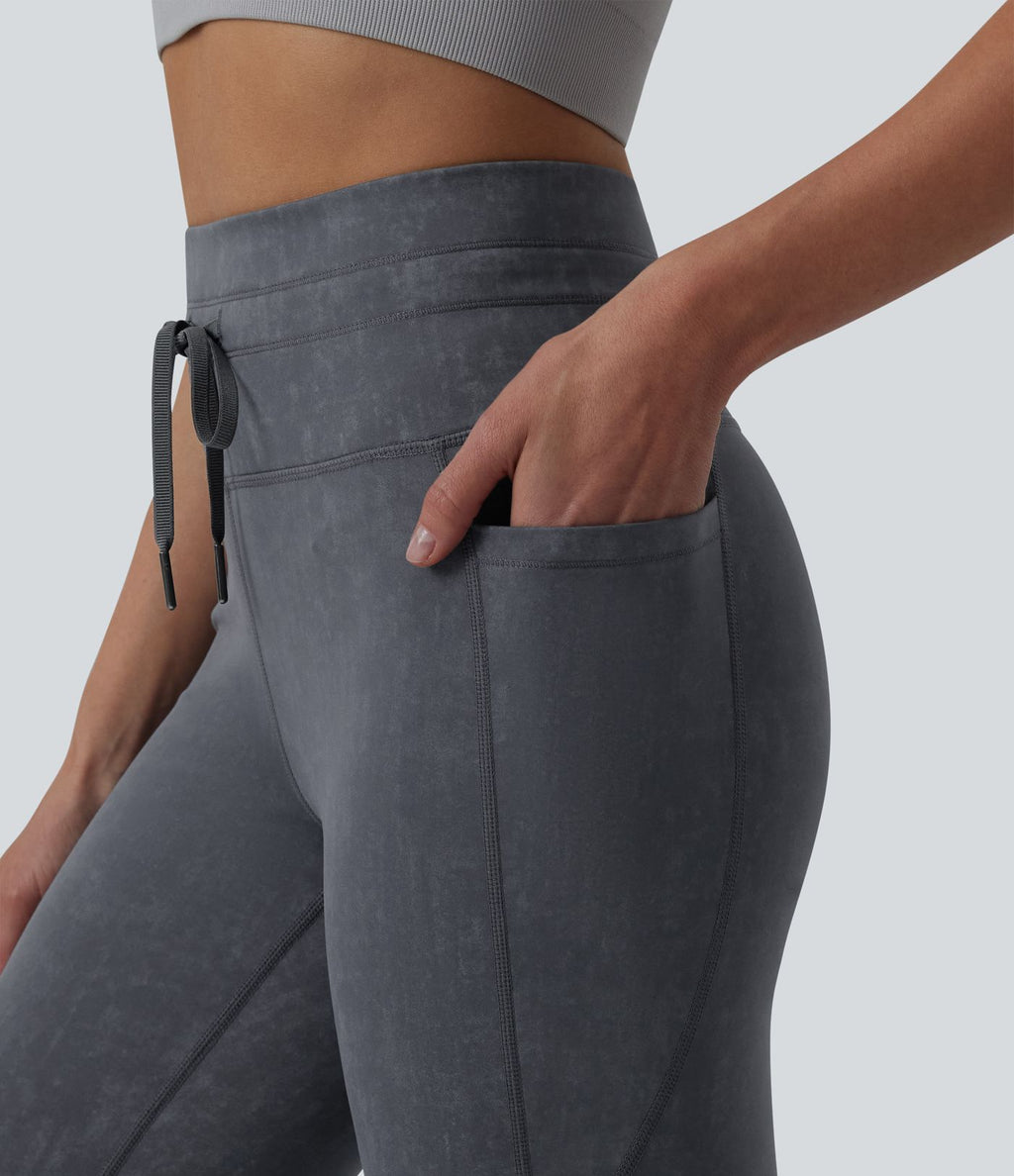 Legging casual 7/8 taille haute avec cordon de serrage et poches
