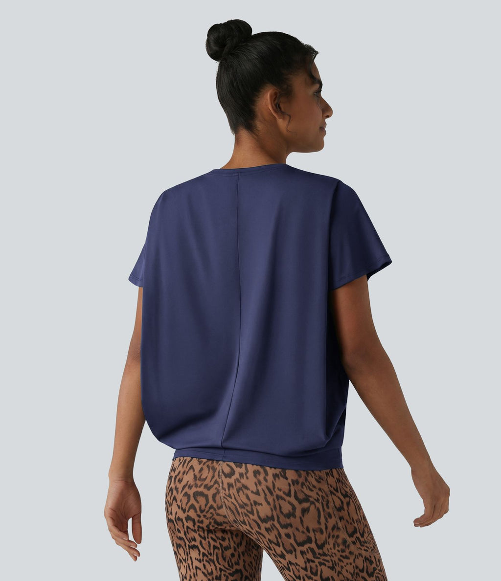 Haut de sport col rond manches courtes effet frais InstantCool avec fronces, protection solaire UPF50+