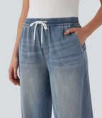 Jean décontracté Halara Flex™ taille mi-haute avec cordon de serrage et pochesns