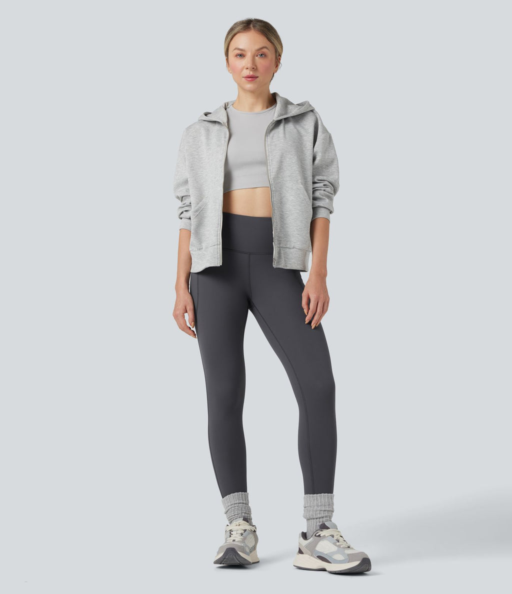 Legging 7/8 en molleton taille haute de randonnée avec poches