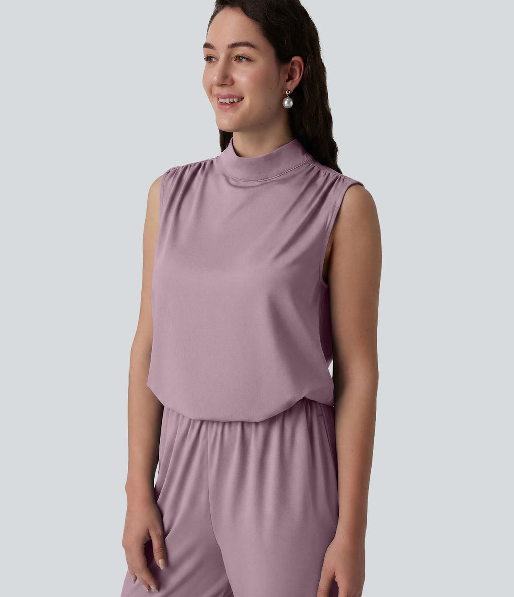 Combinaison mariage et demoiselle d'honneur col montant sans manches coupe droite avec poches - Easy Peasy