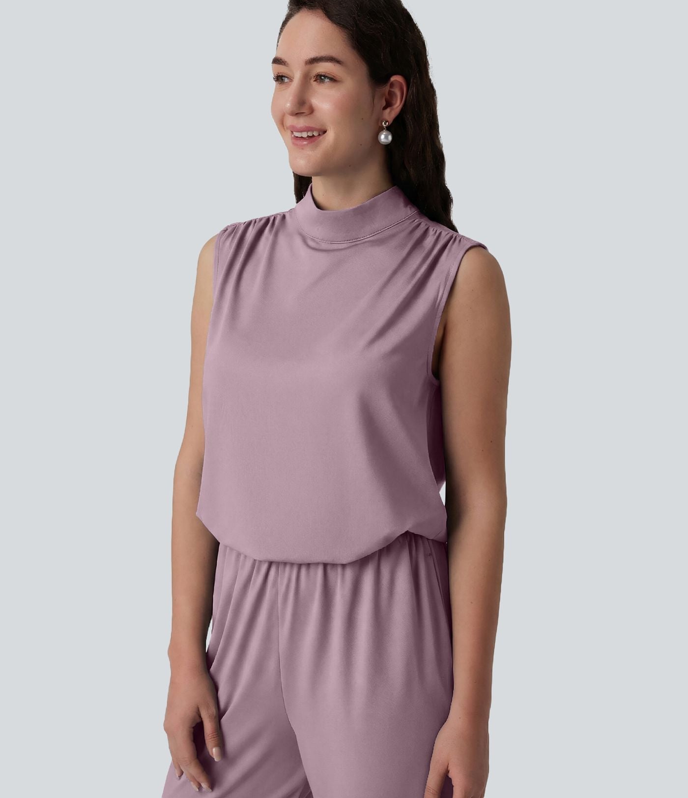 Combinaison mariage et demoiselle d'honneur col montant sans manches coupe droite avec poches - Easy Peasy