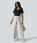 Haut tailleur col V manches courtes