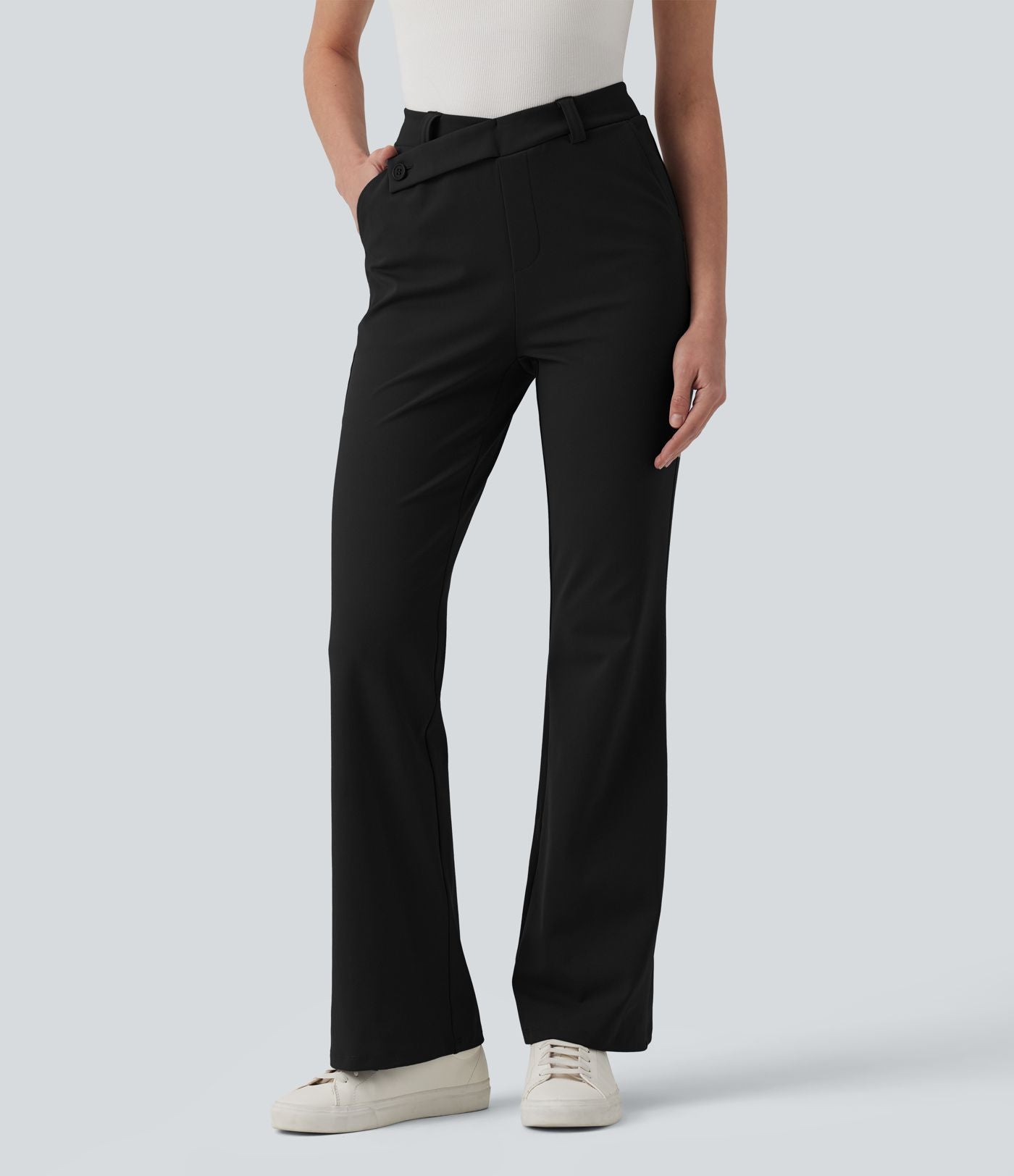 Pantalon tailleur Halara Flex™ évasé asymétrique taille haute avec poches