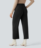 Pantalon tailleur thermique taille haute avec poches