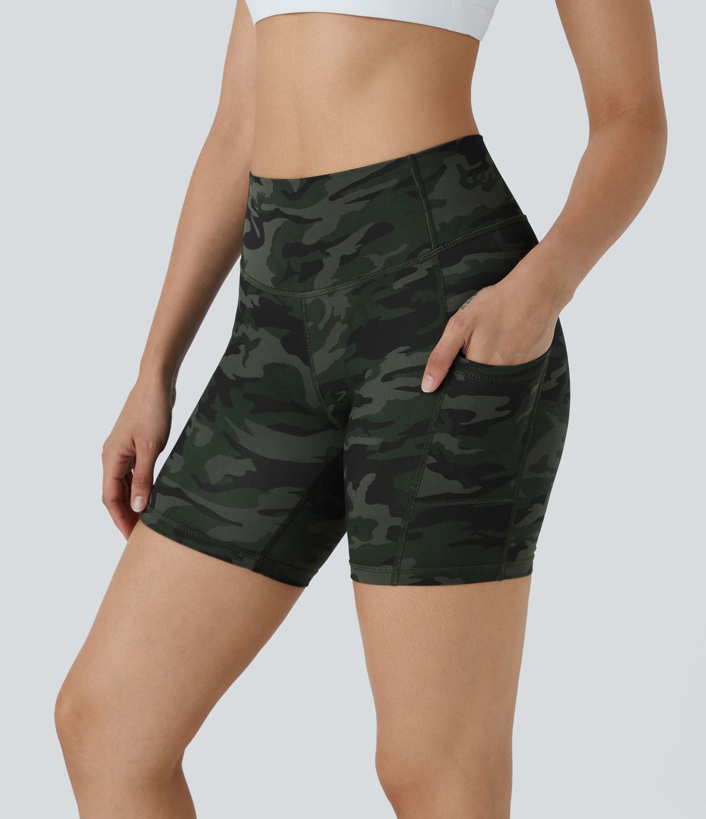 Short Course Biker Yoga Taille Haute avec Poches Latérales