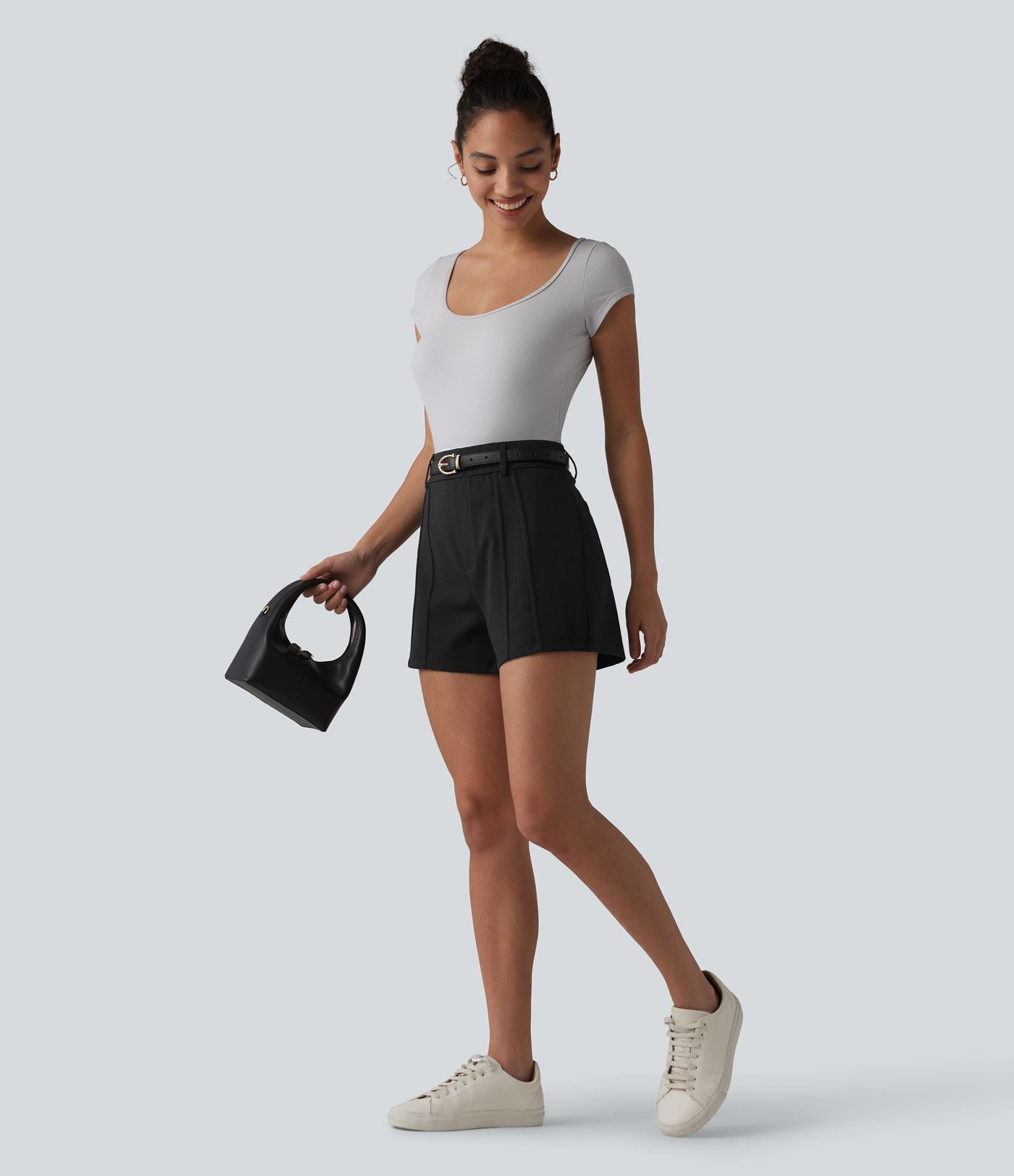 Short tailleur taille haute avec poches