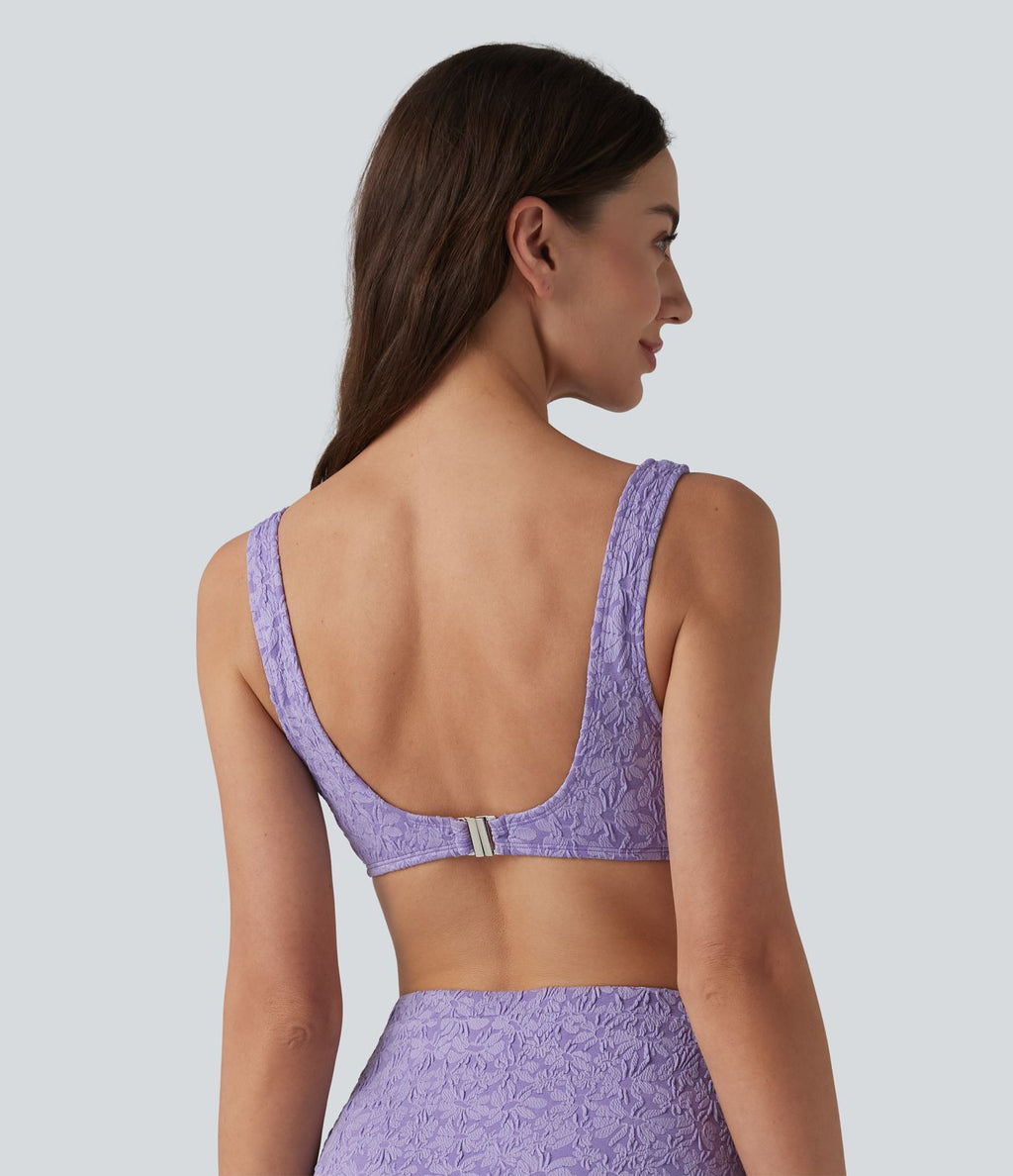 Haut de bikini jacquard à décolleté plongeant en V