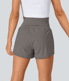 Short 7,5cm Yoga 2 en 1 Super Taille Haute Poches Arrière Poches Cachées Latérales