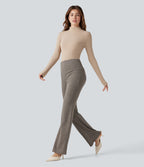 Halara Flex™ Pantalon tailleur évasé pied-de-poule taille haute avec poches