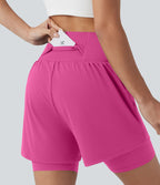 Short de yoga SoftlyZero™ Airy 2-en-1 taille ultra-haute effet frais InstantCool 17,5 cm avec poches
