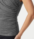 T-shirt casual sans manches à col V froncé
