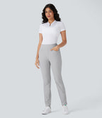 Pantalon de golf taille moyenne à séchage rapide avec multiples poches, fentes et coupe fuselée-Poche pour tee de golf-UPF40+