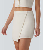 Jupe mini casual 2-en-1 taille mi-haute mélange lin