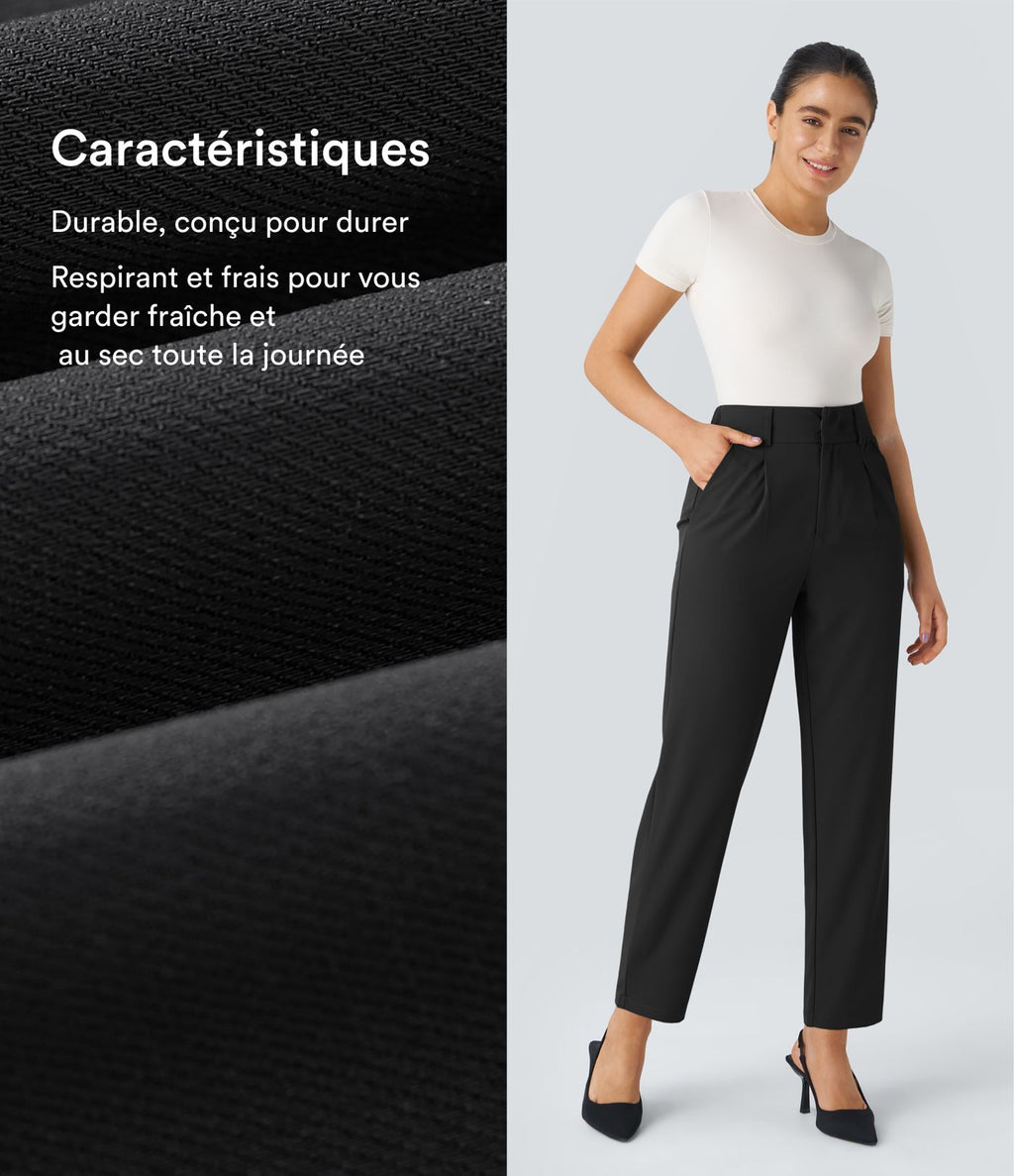 Pantalon tailleur Halara Flex™ fuselé uni, taille haute, avec poches
