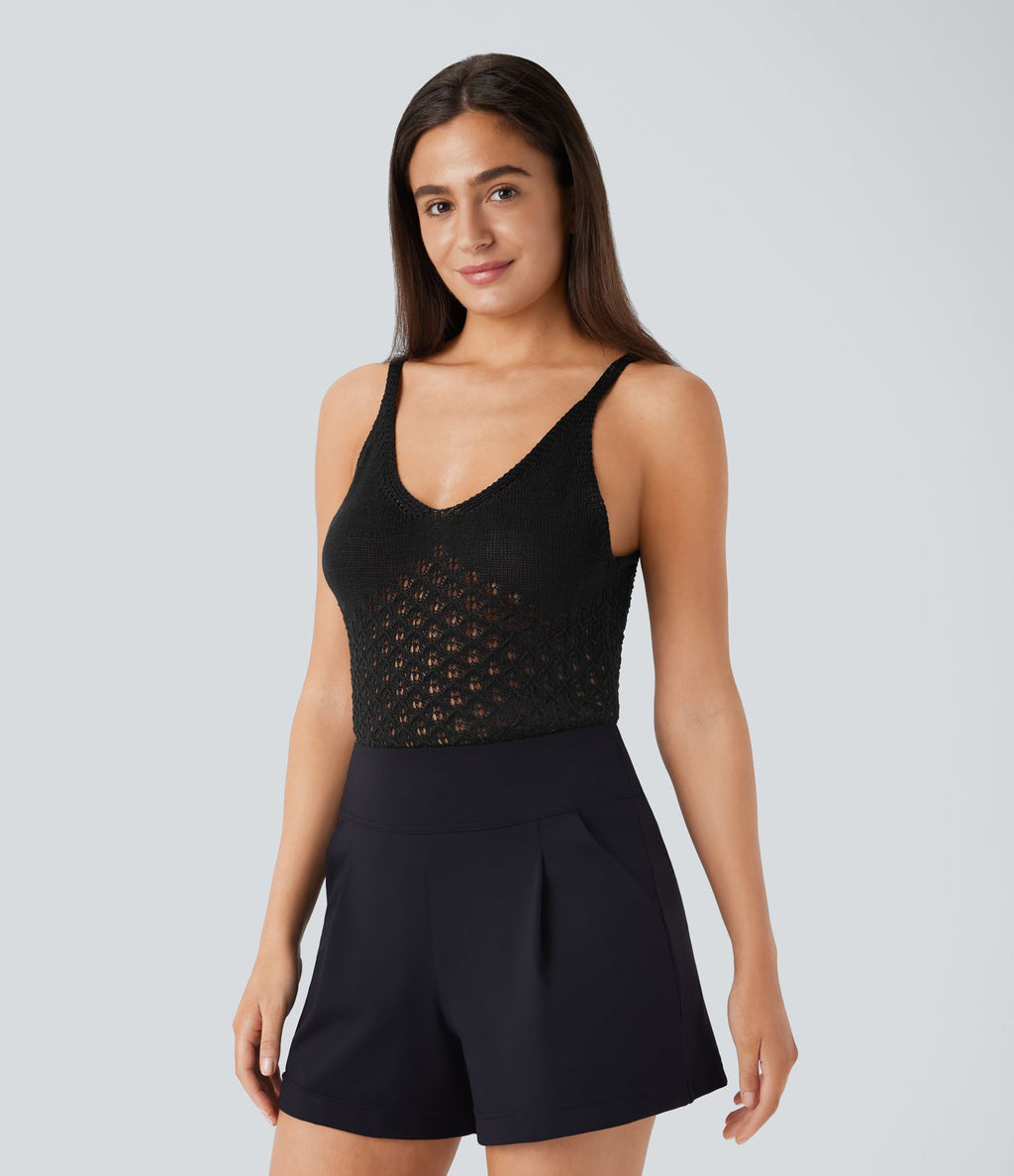 Débardeur décolleté en V en maille avec dos nu et découpes