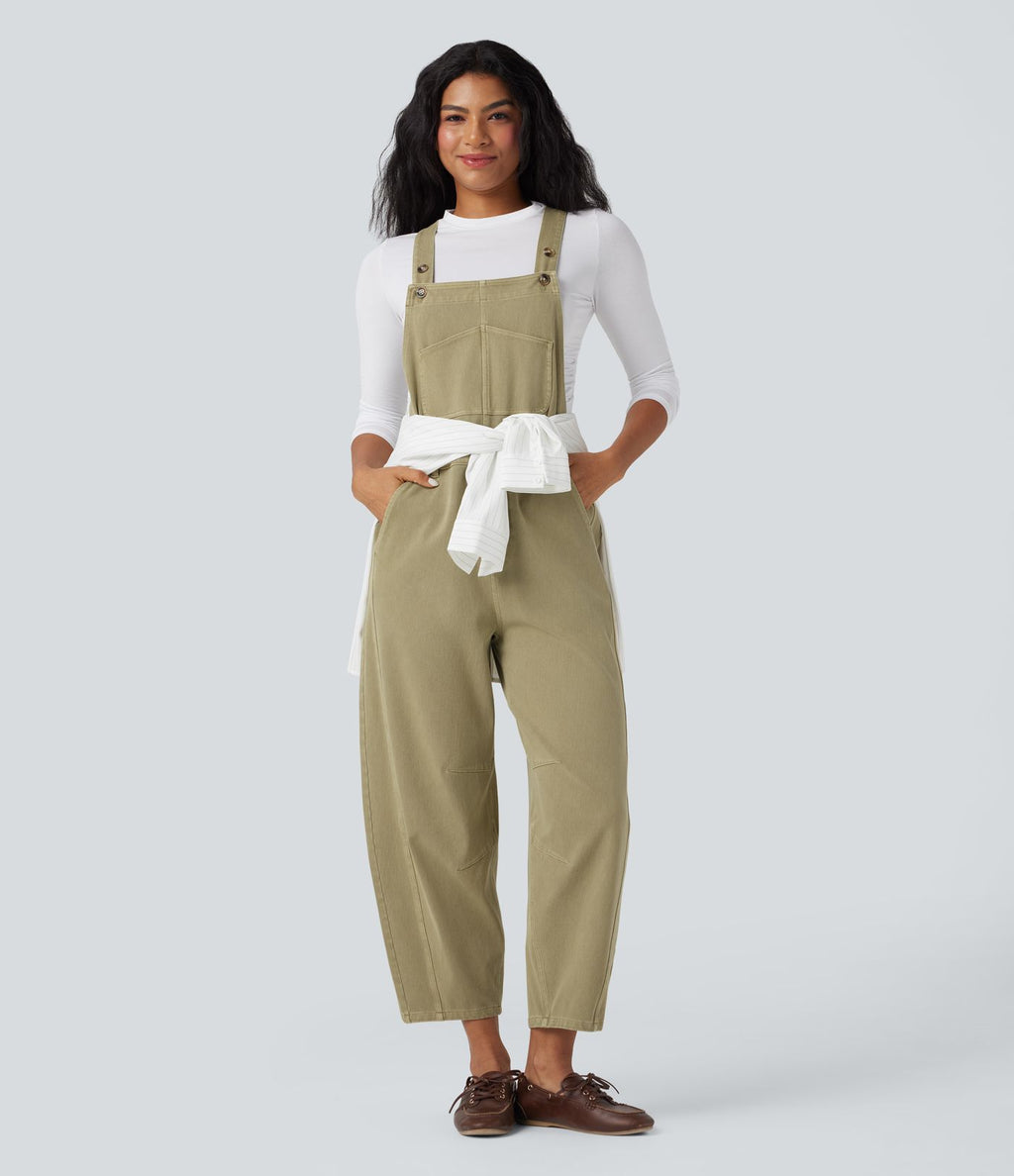 Salopette denim Halara Flex™ 7/8 coupe barrel avec poches