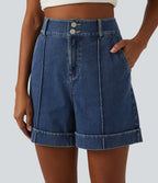 Short en jean casual taille haute Halara Flex™ 12,5 cm avec poches