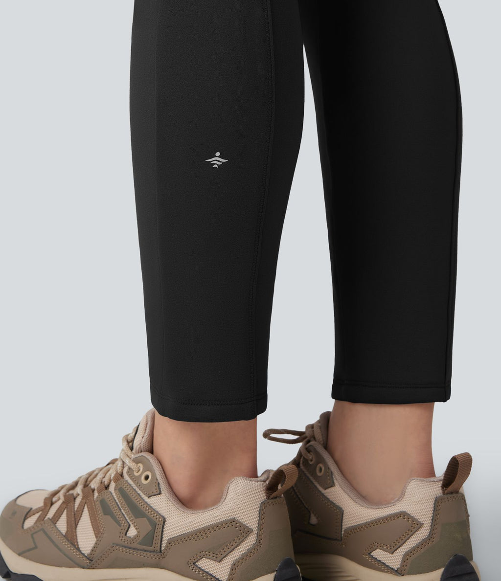 Pantalon cargo de randonnée ajusté polaire taille haute avec poches