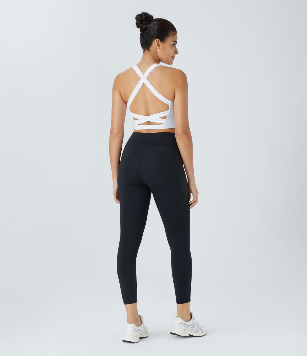 Débardeur yoga court SoftlyZero™ Airy col carré dos nu bretelles croisées effet frais InstantCool, bonnets A-C, protection solaire UPF50+