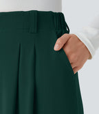 Pantalon Tailleur Large Fluide Halara Flex™ Gaufré Taille Haute Poches Latérales
