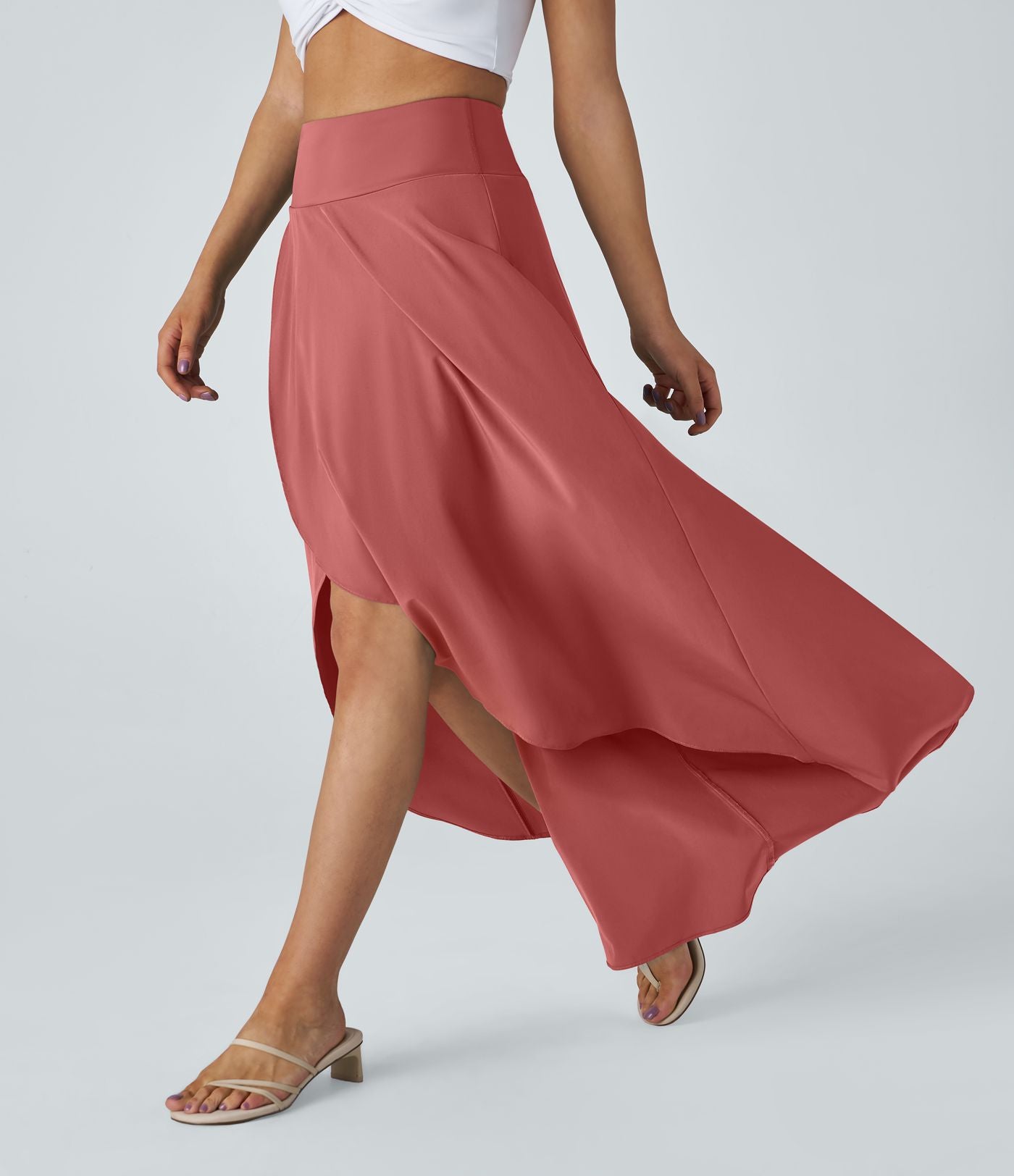 Jupe Longue Casual Breezeful™ Taille Haute à Volants 2en1 Fluide Sèchement Rapide Quotidien Maxi