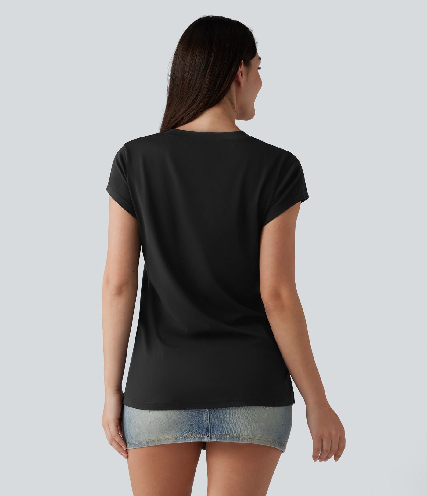 T-shirt casual col V manches courtes