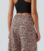 Pantalon large décontracté imprimé léopard taille mi-haute avec poches