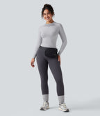 Haut de sport col rond à manches longues sans couture Seamless Flow