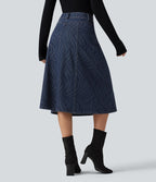 Jupe en jean midi casual Halara Flex™ taille mi-haute avec poches