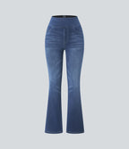 Halara Flex™ Jean bootcut décontracté extensible délavé taille haute à poches multiples