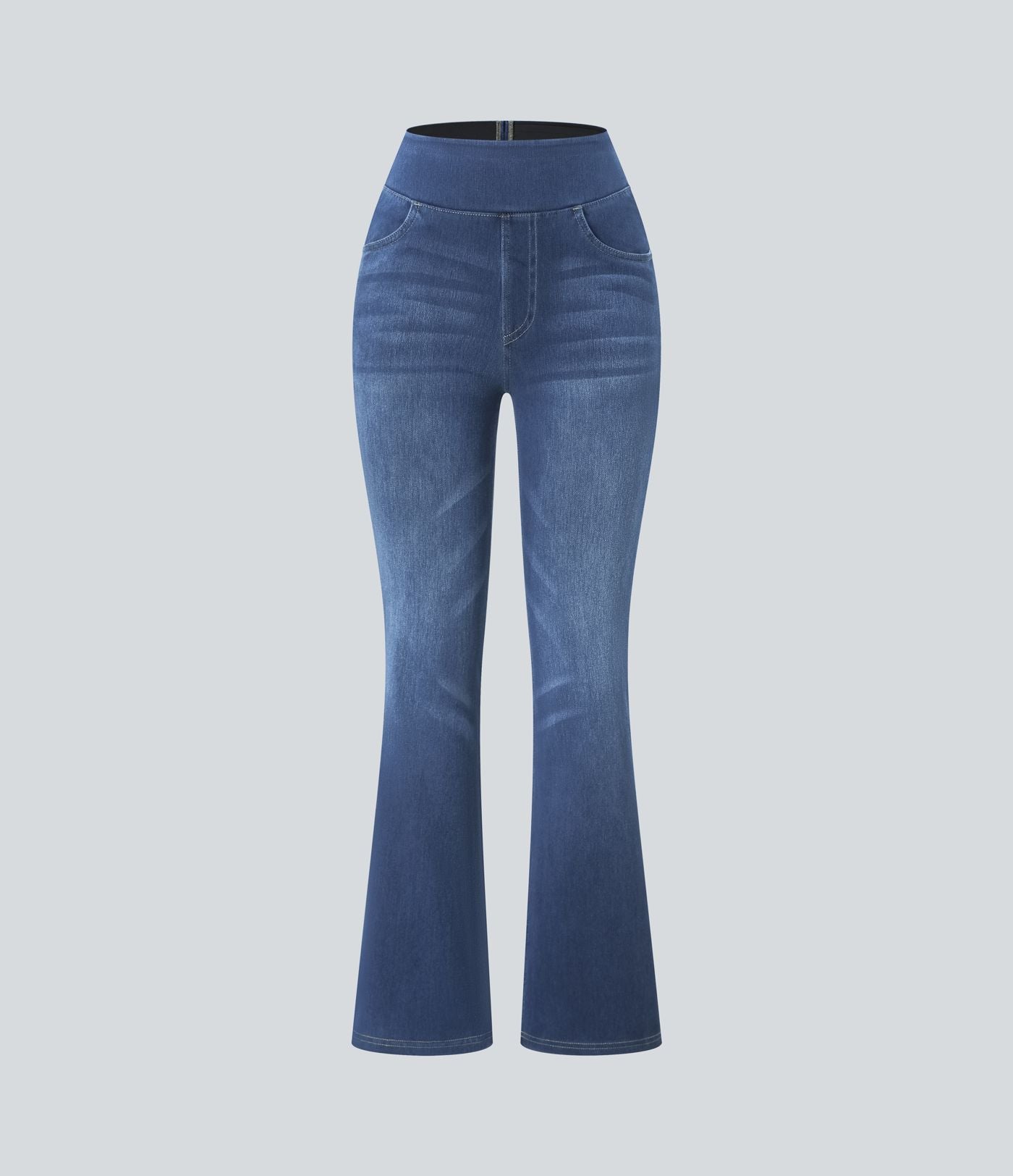 Halara Flex™ Jean bootcut décontracté extensible délavé taille haute à poches multiples