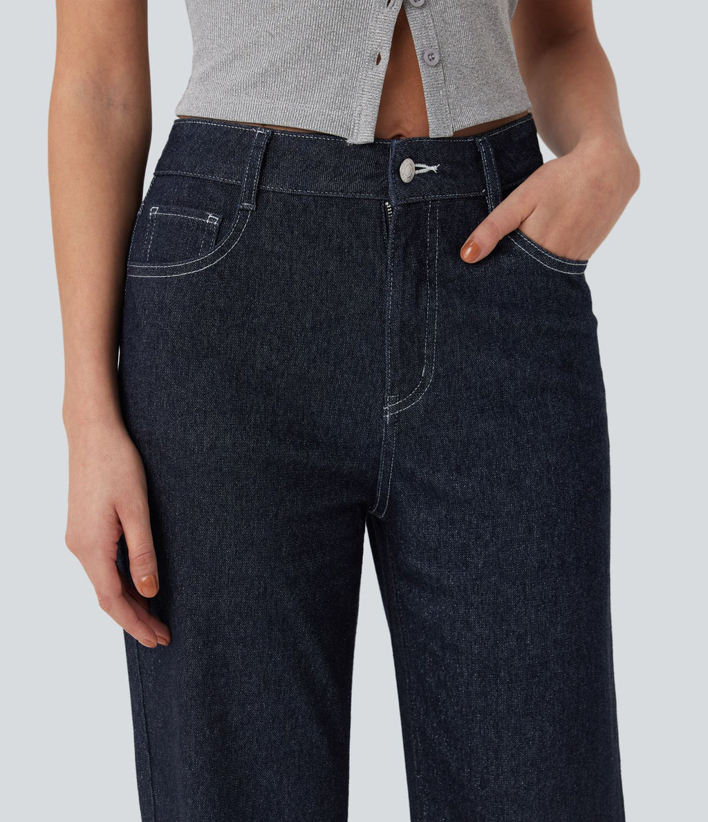 Jean taille haute Halara Flex™ jambes droites, effet sparkle avec poches