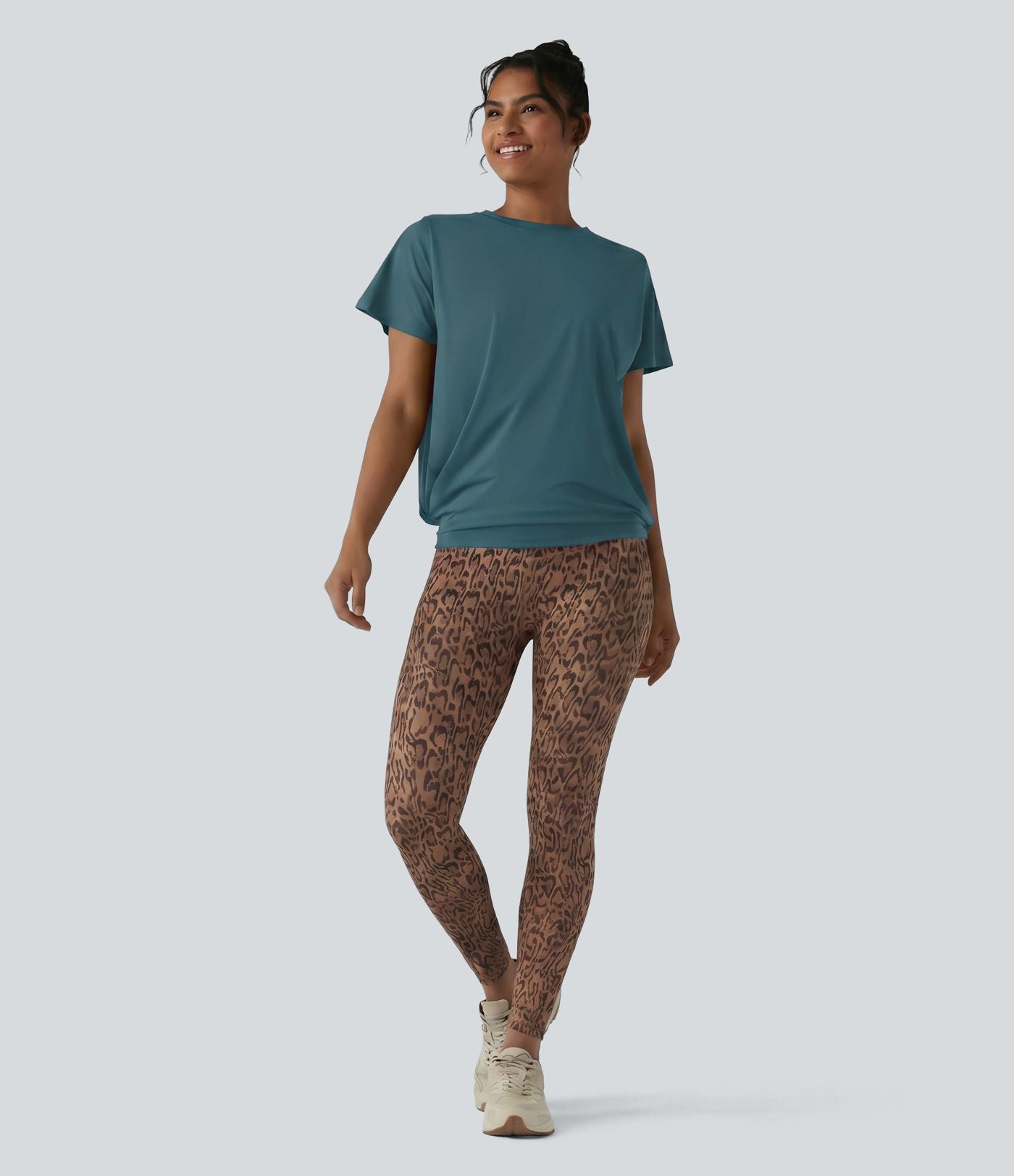 Haut de sport col rond manches courtes effet frais InstantCool avec fronces, protection solaire UPF50+