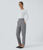 Pantalon tailleur Halara Flex™ fuselé uni, taille haute, avec poches