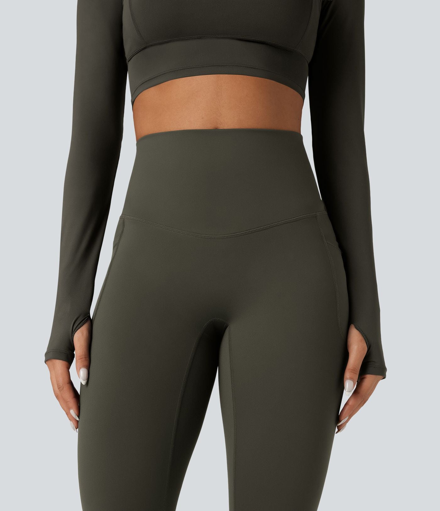 Legging running polaire thermique gainant croisé dos taille haute Halara UltraSculpt™ Heat avec poches