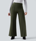 Pantalon tailleur évasé ample taille haute en ponte roma résistant