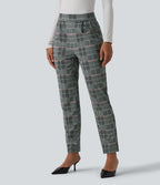 Pantalon tailleur Halara Flex™ fuselé à carreaux taille haute avec poches