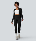 Veste de yoga Seamless Flow à fermeture éclair, manches longues et trous pour les pouces