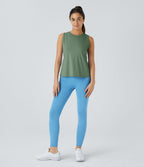 Top Débardeur Yoga Uni à Ourlet Croisé et Découpe