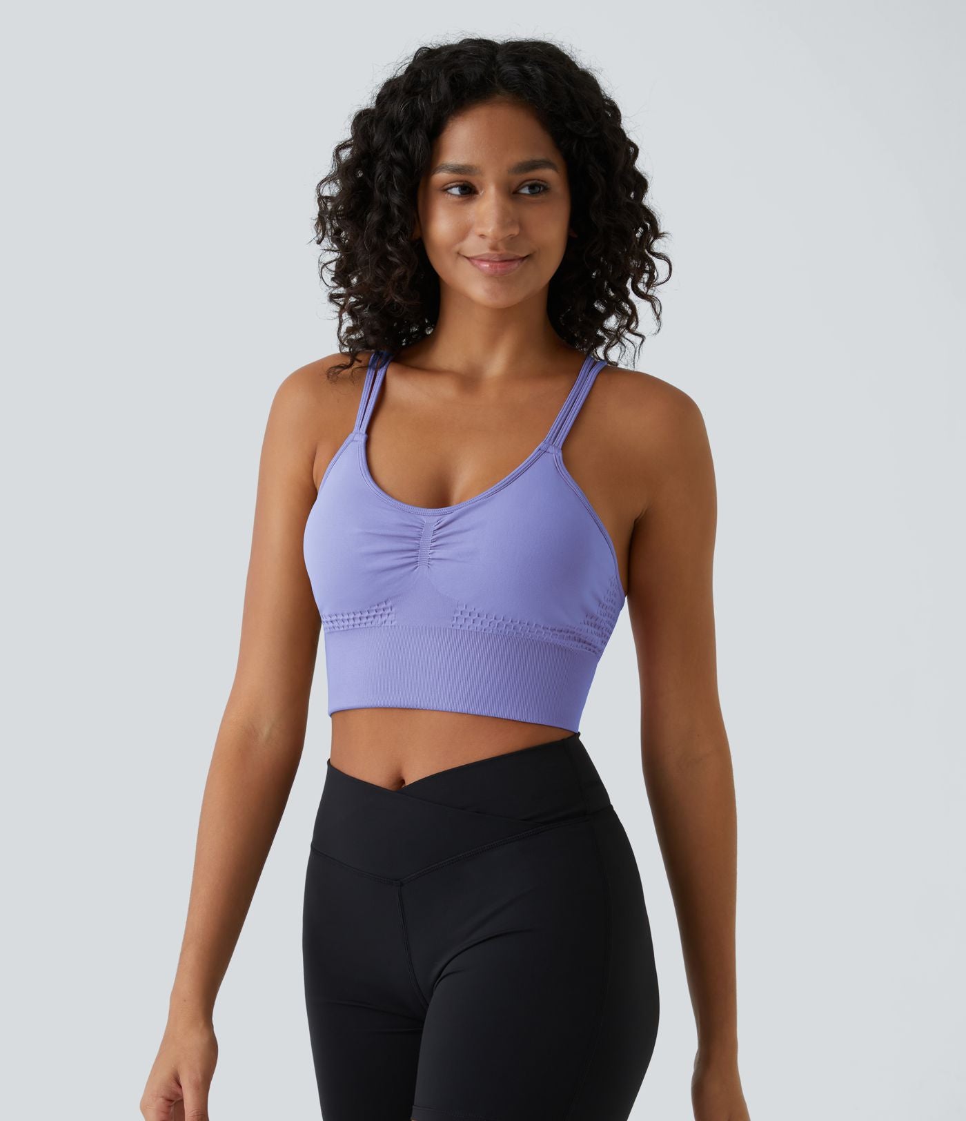 Brassière de sport maintien léger bretelles froncées doubles bonnets A-D OneForm Seamless Flow