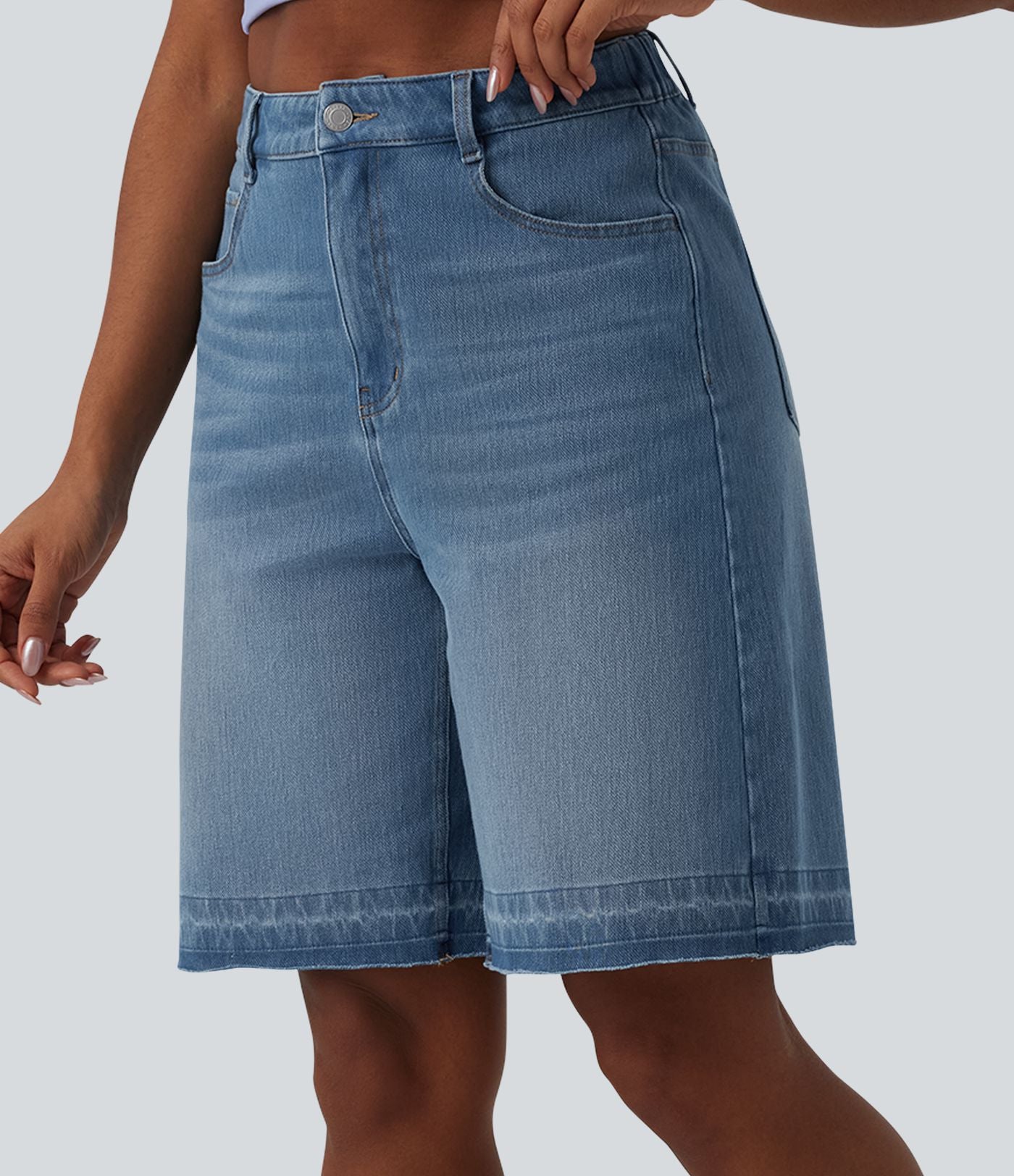 Halara Flex™ Bermuda casual en jean taille haute avec poches
