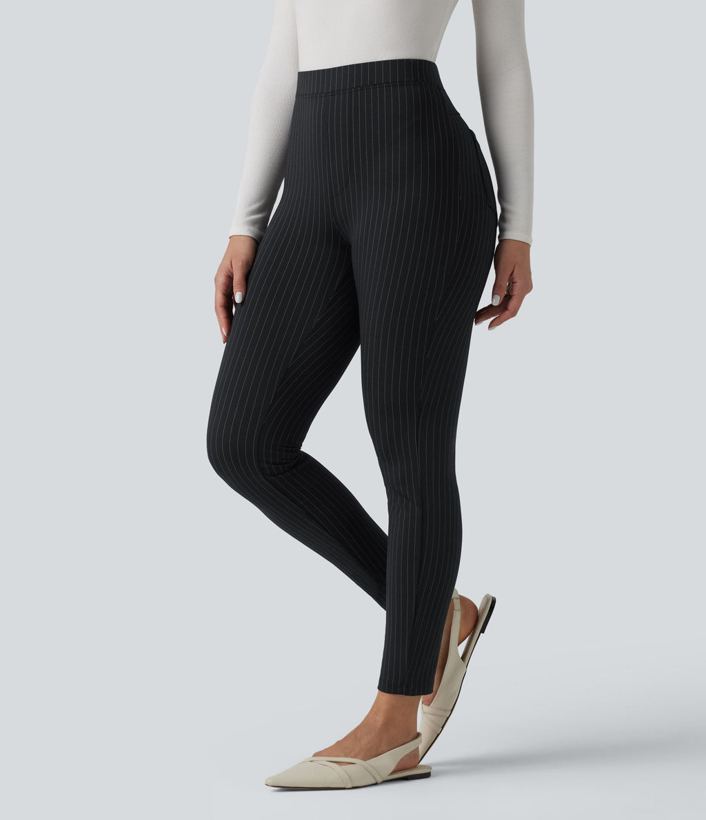 Pantalon bureau taille haute coupe skinny avec poches