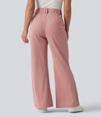 Halara Flex™ Pantalon tailleur évasé gaufré taille haute avec poches