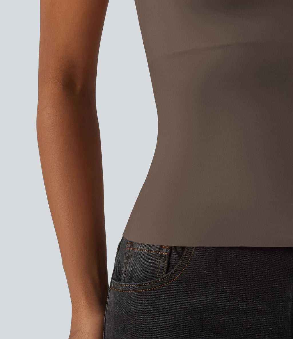 Débardeur décontracté col carré avec soutien-gorge intégré bonnets B-E