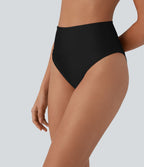 Bas de maillot de bain bikini brillant à taille haute et gainant