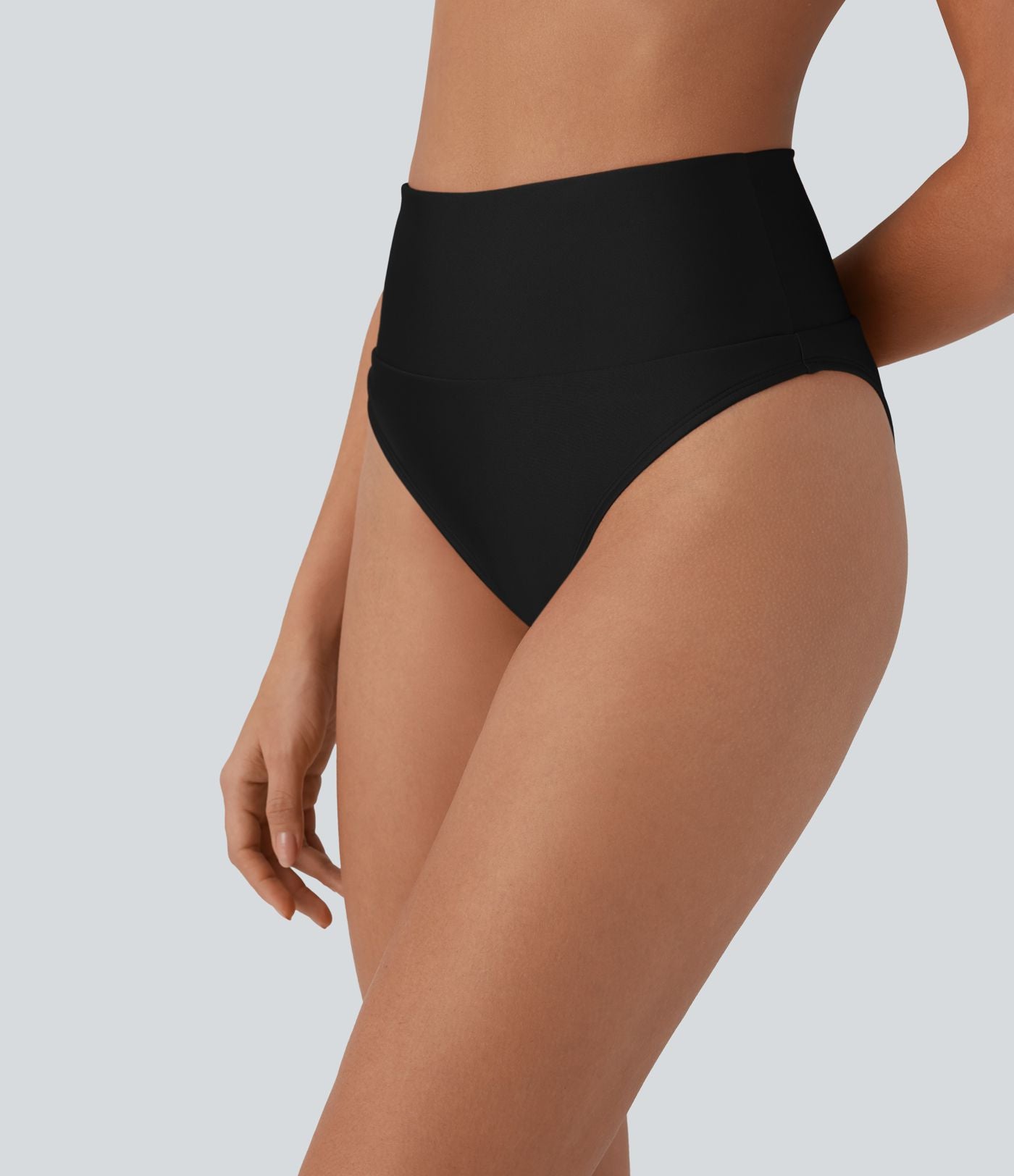 Bas de maillot de bain bikini brillant à taille haute et gainant